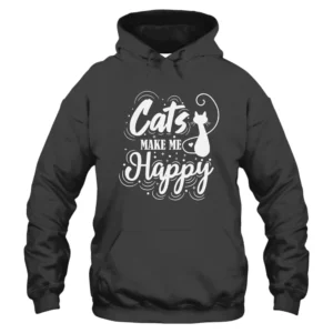 Cat Make Me Happy Hoodie - Dark Grey