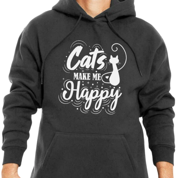 Cat Make Me Happy Hoodie - Dark Grey