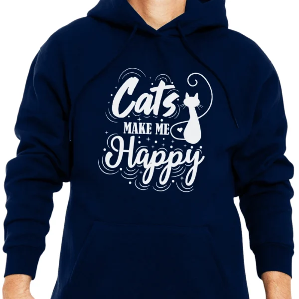 Cat Make Me Happy Hoodie - Navy