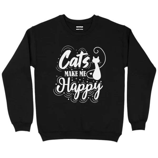 Cat Make Me Happy Sweatshirt - Black