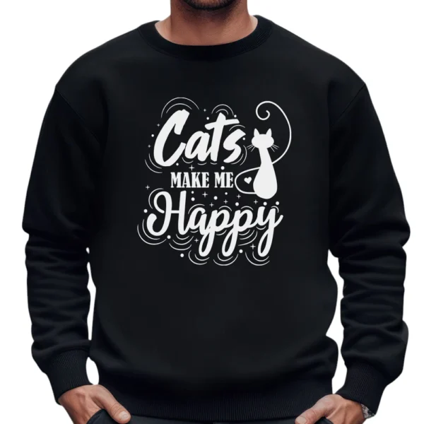 Cat Make Me Happy Sweatshirt - Black