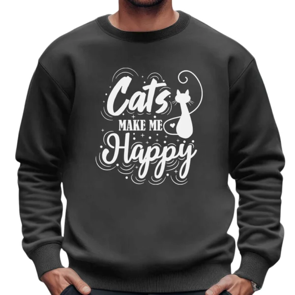 Cat Make Me Happy Sweatshirt - Dark Grey