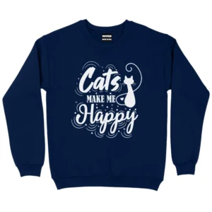 Cat Make Me Happy Sweatshirt - Navy