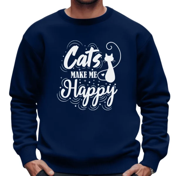Cat Make Me Happy Sweatshirt - Navy