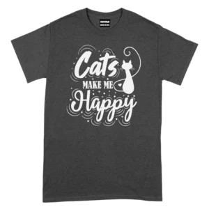 Cat Make Me Happy Tshirt - Dark Grey