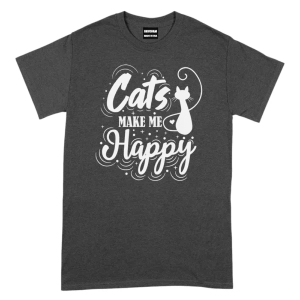 Cat Make Me Happy Tshirt - Dark Grey