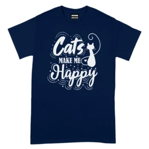 Cat Make Me Happy Tshirt - Navy