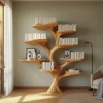 Handcrafted Tree Branch Bookshelf - Solid Wood Wall-Mounted Art Shelf Handmade Furniture