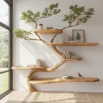 Handcrafted Tree Corner Bookcase Natural Wood