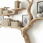 Handmade Tree-Shaped Bookshelf - Natural Wood Wall Shelf For Creative Home Decor