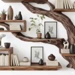 Rustic Christmas Tree Bookshelf - Handcrafted Solid Wood Wall Display