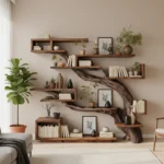 Rustic Christmas Tree Bookshelf - Handcrafted Solid Wood Wall Display