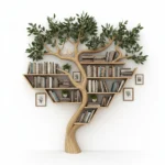 Rustic Tree Bookshelf - Handcrafted Solid Wood Wall-Mounted Display
