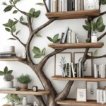 Tree Bookshelf - Handcrafted Wall-Mounted Bookcase In Natural Wood