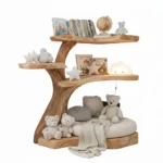 Tree Shaped Bookshelf Natural Wood - Handmade Wooden Wall Shelf with Artistic Branch Design