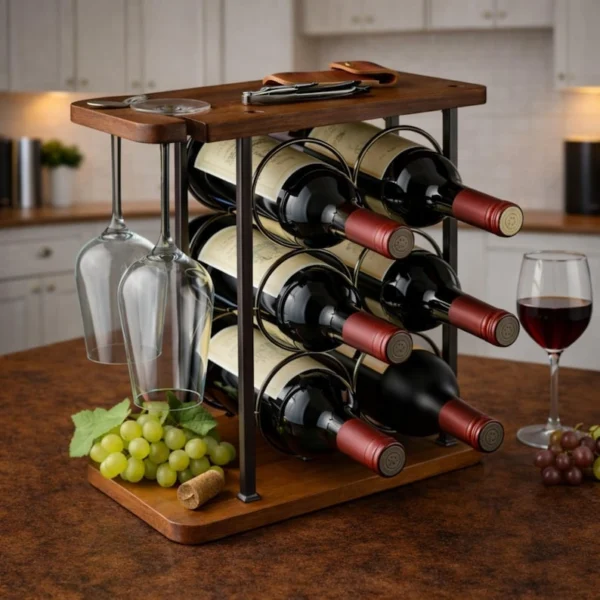 The Artisan Hexagon Trestle – Handcrafted Iron & Wood Wine Gallery