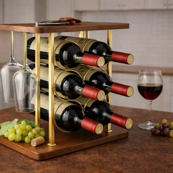 The Artisan Hexagon Trestle – Handcrafted Iron & Wood Wine Gallery