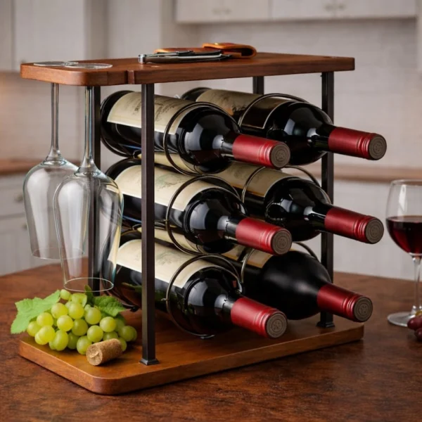 The Artisan Hexagon Trestle – Handcrafted Iron & Wood Wine Gallery
