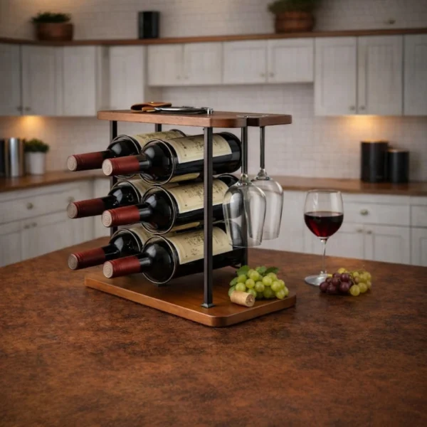 The Artisan Hexagon Trestle – Handcrafted Iron & Wood Wine Gallery