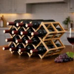 The Artisan Lattice – 10-Bottle Expandable Solid Wood Wine Gallery