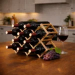 The Artisan Lattice – 10-Bottle Expandable Solid Wood Wine Gallery
