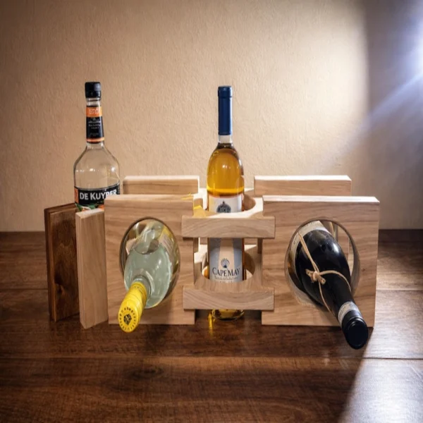 The Artisan Triple-Tier – Handcrafted Poplar Vertical Wine Gallery
