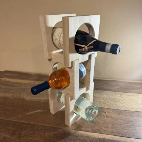 The Artisan Triple-Tier – Handcrafted Poplar Vertical Wine Gallery