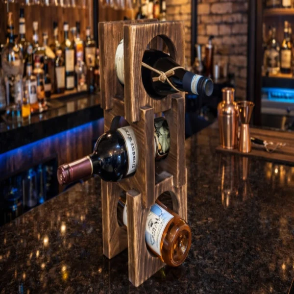 The Artisan Triple-Tier – Handcrafted Poplar Vertical Wine Gallery