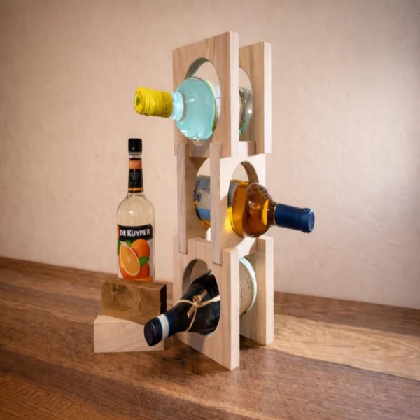 The Artisan Triple-Tier – Handcrafted Poplar Vertical Wine Gallery