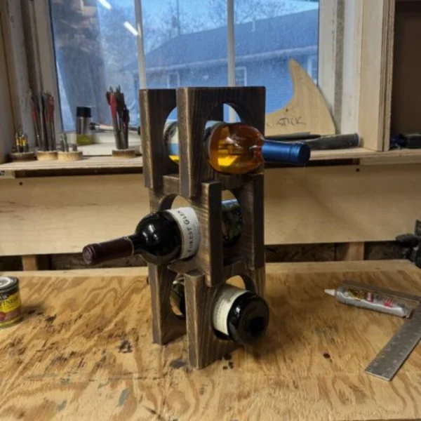 The Artisan Triple-Tier – Handcrafted Poplar Vertical Wine Gallery