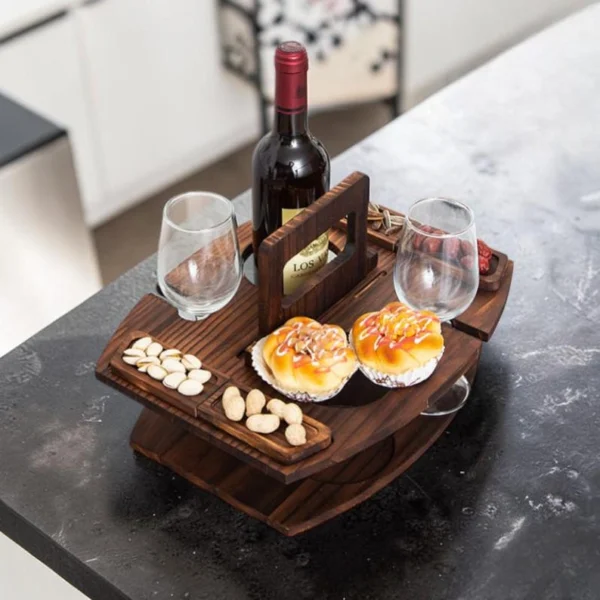 The Artisan Vineyard Folding Table – Handcrafted Portable Wine & Snack Gallery