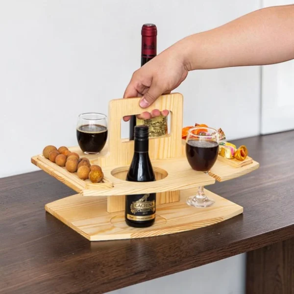 The Artisan Vineyard Folding Table – Handcrafted Portable Wine & Snack Gallery
