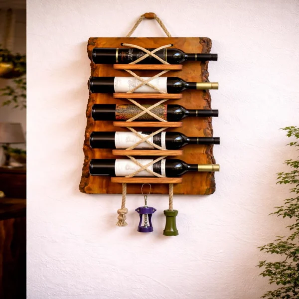 The Raw Edge & Rope Sentinel – Handcrafted Live Edge Wall Wine Gallery