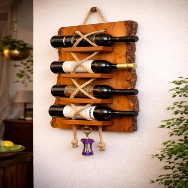 The Raw Edge & Rope Sentinel – Handcrafted Live Edge Wall Wine Gallery