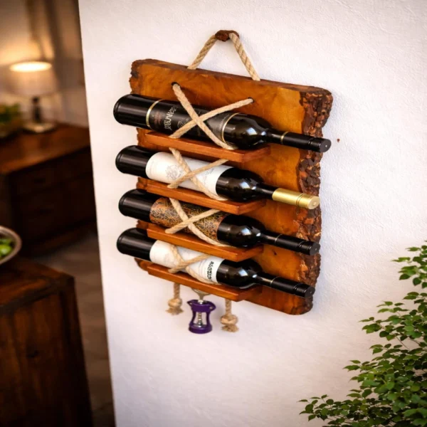 The Raw Edge & Rope Sentinel – Handcrafted Live Edge Wall Wine Gallery