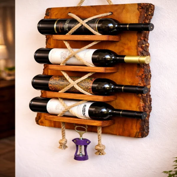 The Raw Edge & Rope Sentinel – Handcrafted Live Edge Wall Wine Gallery