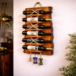 The Raw Edge & Rope Sentinel – Handcrafted Live Edge Wall Wine Gallery