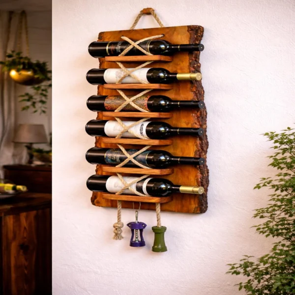 The Raw Edge & Rope Sentinel – Handcrafted Live Edge Wall Wine Gallery
