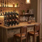The Twelve-Bottle Vineyard Trestle – 3-Tier Solid Wood Wine Gallery