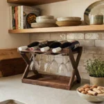 The Walnut Sommelier Station – 3-in-1 Tabletop Wine & Stemware Gallery