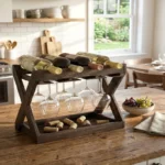 The Walnut Sommelier Station – 3-in-1 Tabletop Wine & Stemware Gallery