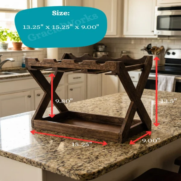 The Walnut Sommelier Station – 3-in-1 Tabletop Wine & Stemware Gallery