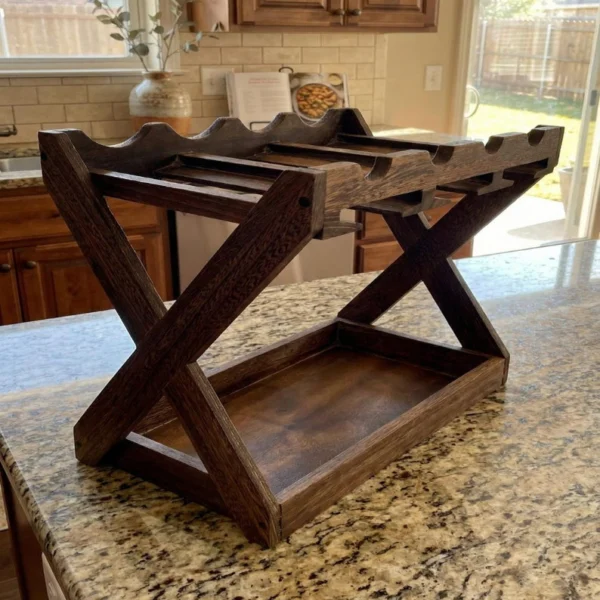 The Walnut Sommelier Station – 3-in-1 Tabletop Wine & Stemware Gallery